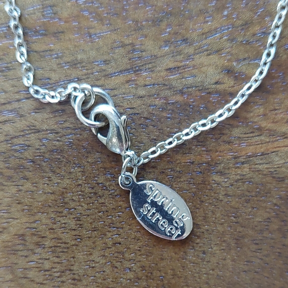 Goldstone faux pearl necklace with rhinestone beads, 23 inches long - Picture 4 of 6